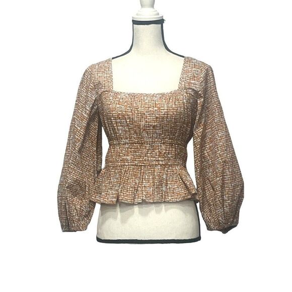 Circus NY by Sam Edelman Cal Peplum Top, Watercolor Stripe,Orange-multi - Picture 2 of 16